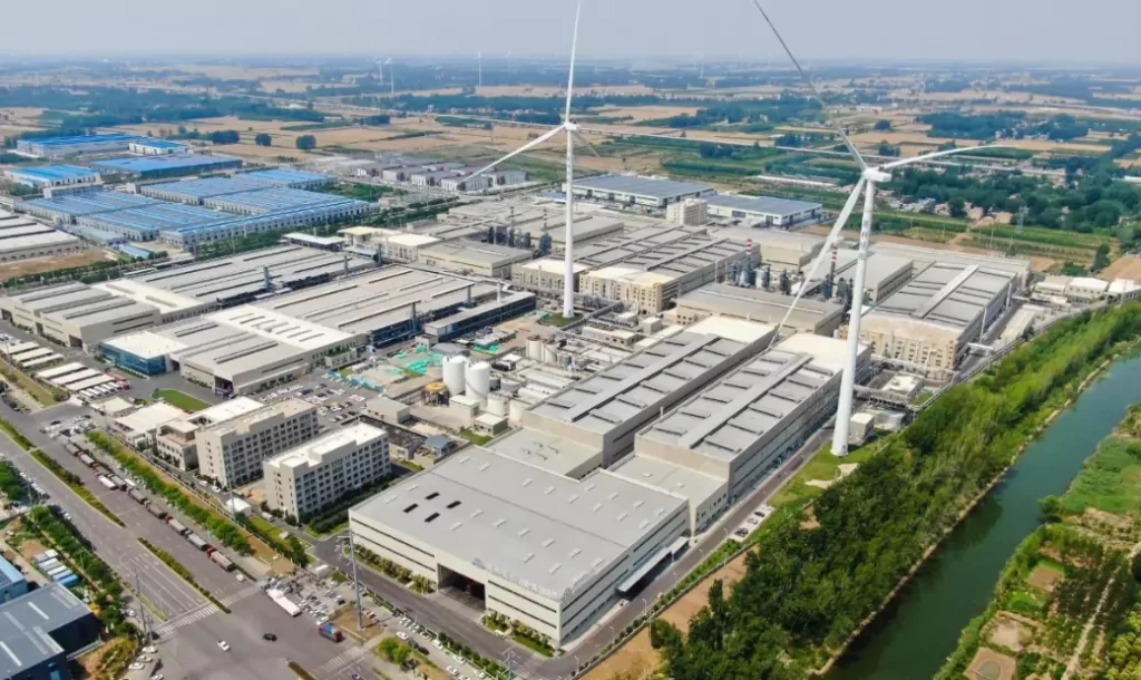 Wind power generation is above the factory.