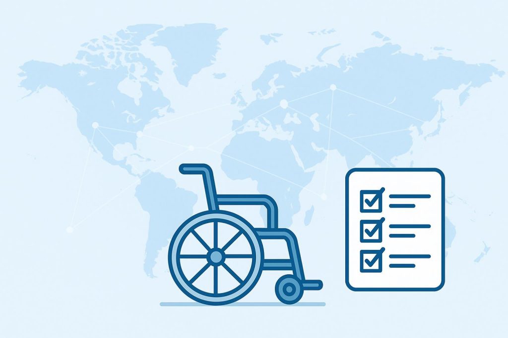 Global wheelchair market trends 2026 cover image with world map and wheelchair icon